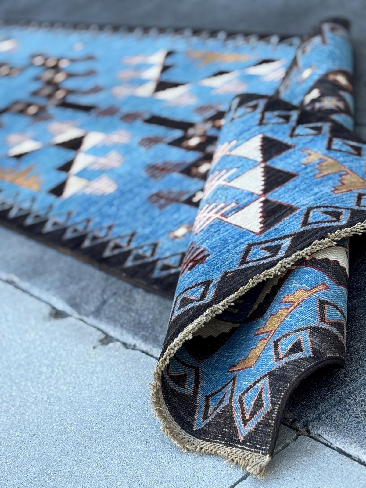 3x10 Handmade Afghan Wool Runner Rug | Blue Tribal Geometric Runner | Hand-Knotted Hallway Rug