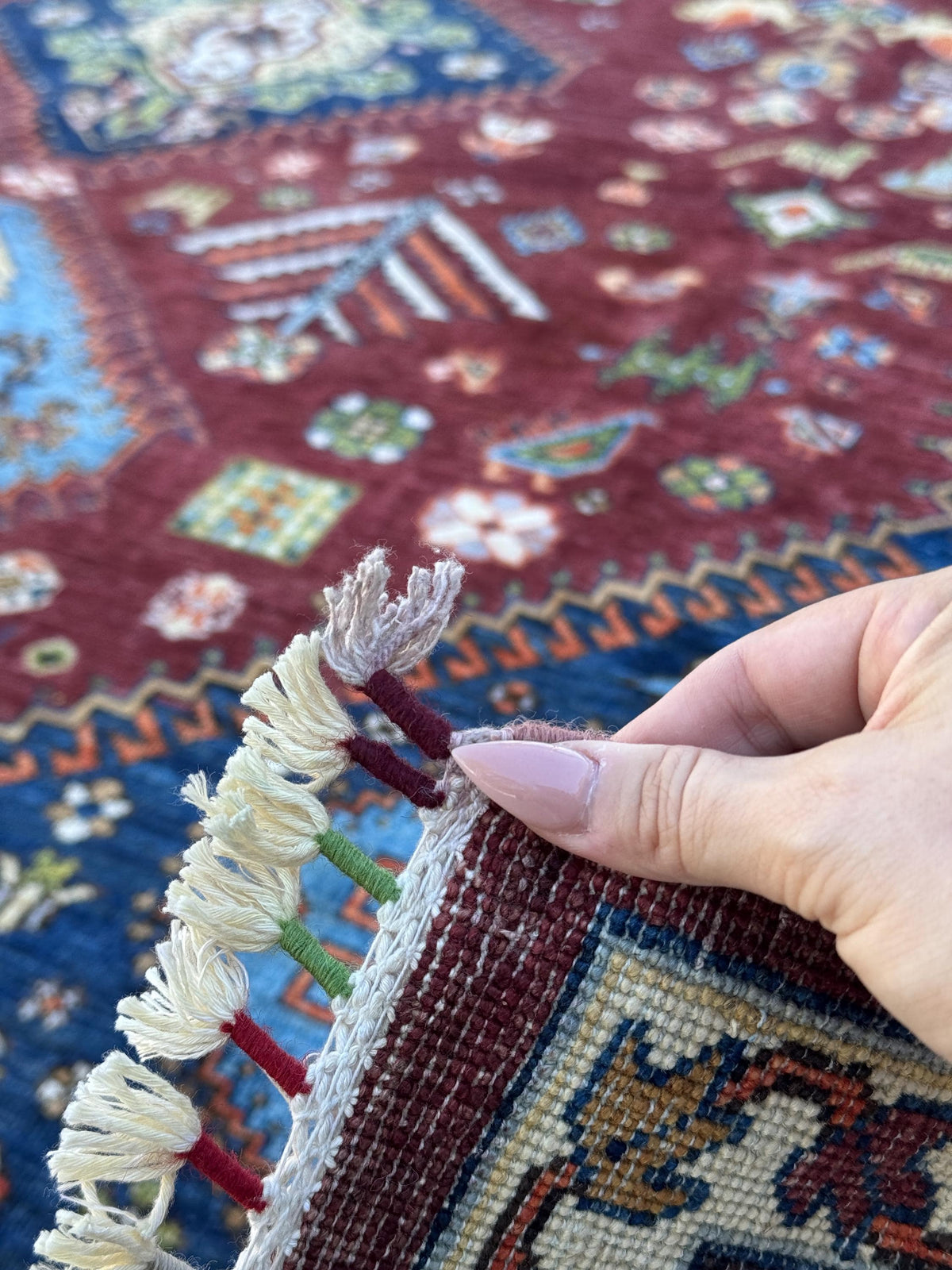 8x10 Handmade Afghan Wool Rug | Burgundy Tribal Medallion Rug | Hand-Knotted Geometric Area Rug