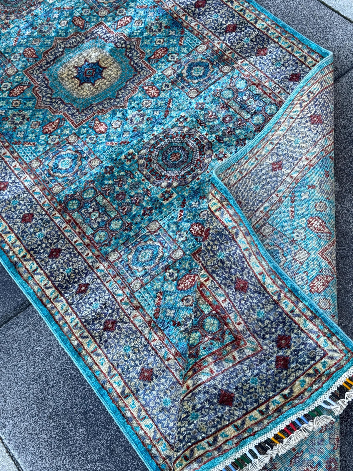 3x13 Handmade Afghan Wool Runner Rug | Turquoise Blue Geometric Medallion Rug | Hand-Knotted Hallway Runner