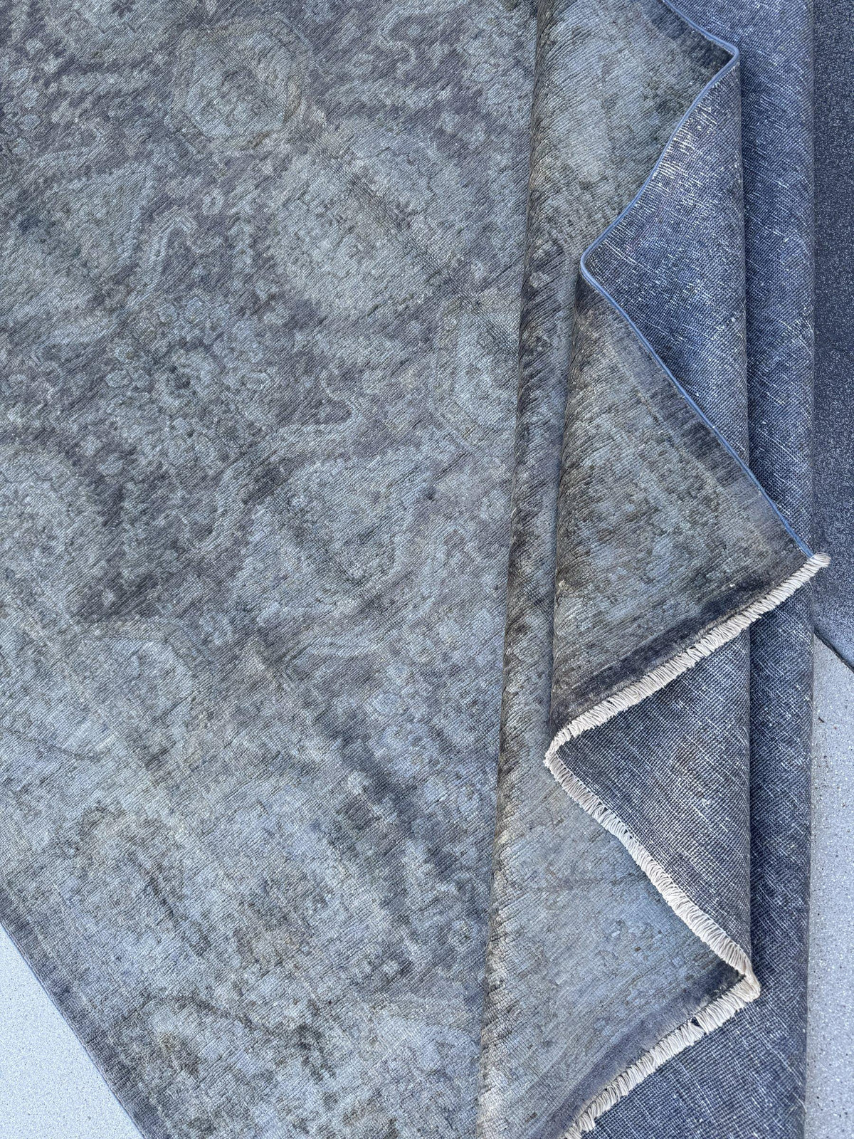 6x9 Handmade Afghan Wool Rug | Charcoal Grey Tone-on-Tone Area Rug | Muted Distressed Look | Hand-Knotted Modern Carpet