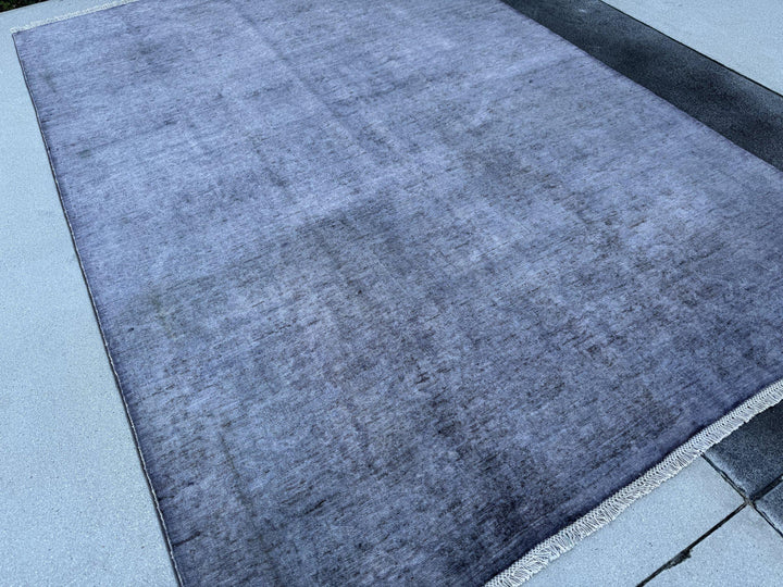 6x9 Handmade Afghan Wool Rug | Solid Slate Grey Modern Area Rug | Minimalist Tonal Texture | Hand-Knotted Contemporary Carpet