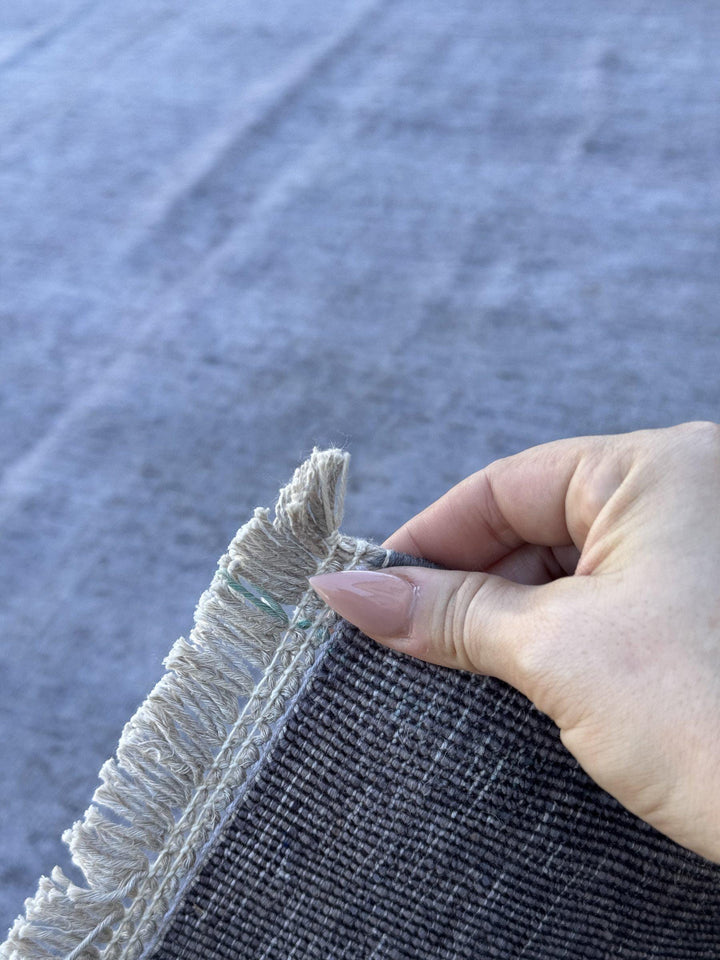 6x9 Handmade Afghan Wool Rug | Solid Slate Grey Modern Area Rug | Minimalist Tonal Texture | Hand-Knotted Contemporary Carpet