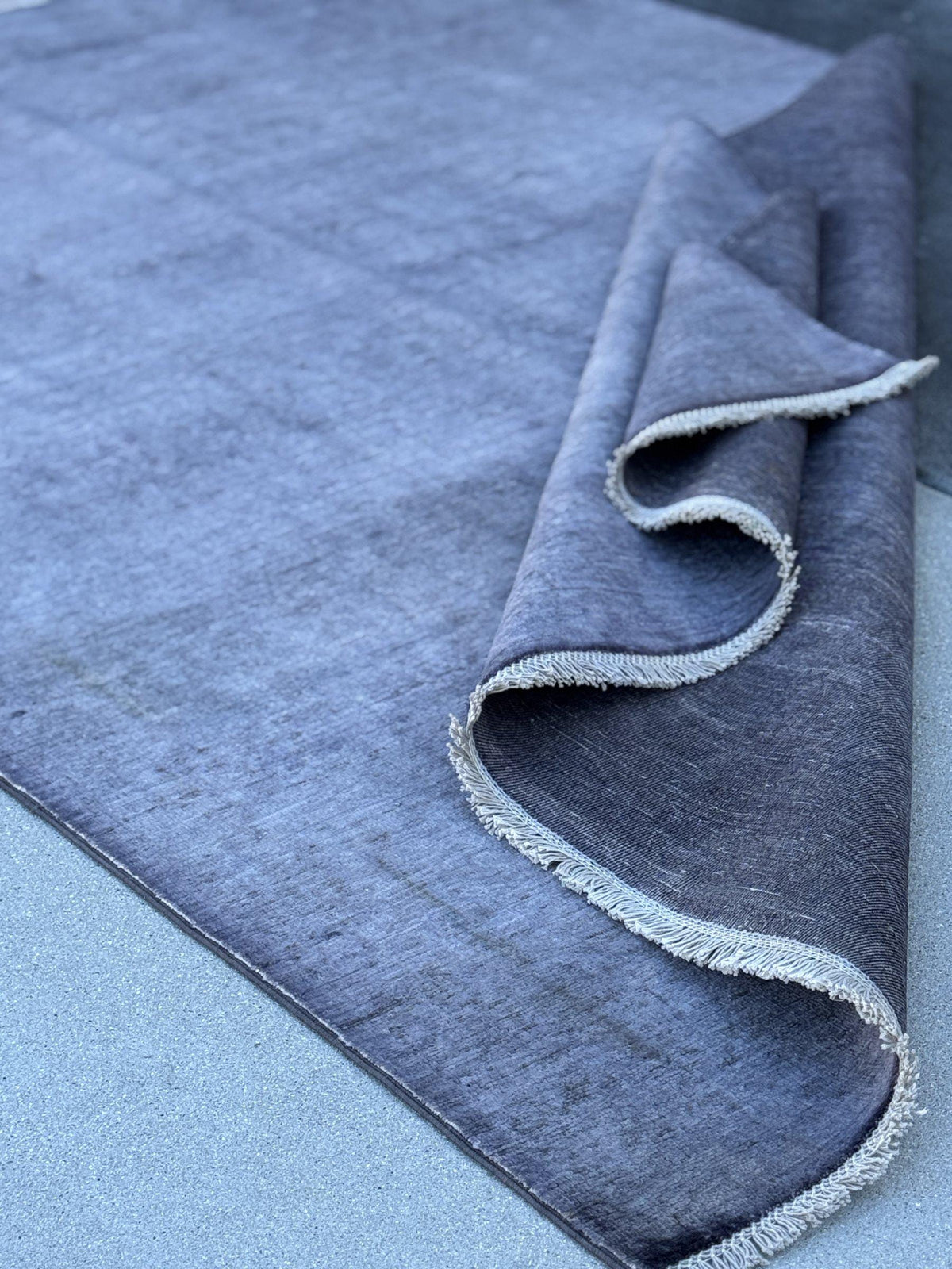 6x9 Handmade Afghan Wool Rug | Solid Slate Grey Modern Area Rug | Minimalist Tonal Texture | Hand-Knotted Contemporary Carpet