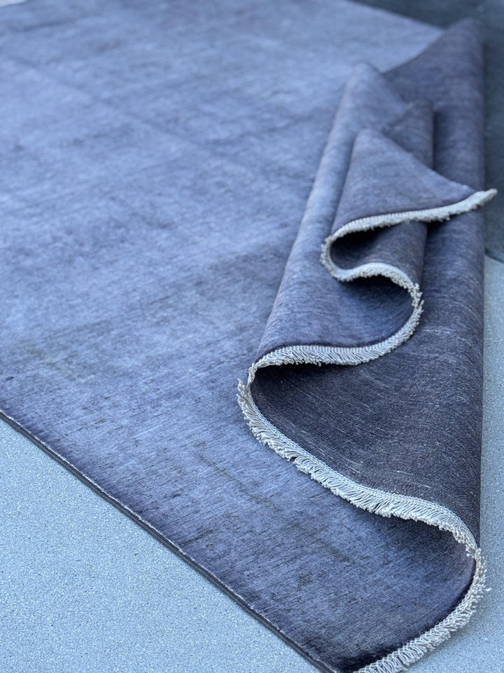 6x9 Handmade Afghan Wool Rug | Solid Slate Grey Modern Area Rug | Minimalist Tonal Texture | Hand-Knotted Contemporary Carpet