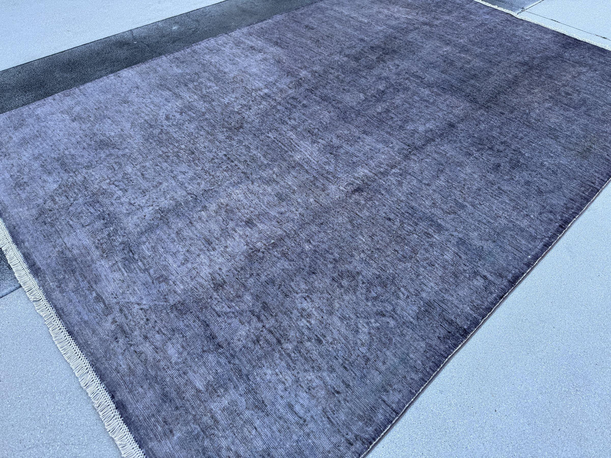 6x9 Handmade Afghan Wool Rug | Solid Slate Grey Modern Area Rug | Minimalist Tonal Texture | Hand-Knotted Contemporary Carpet