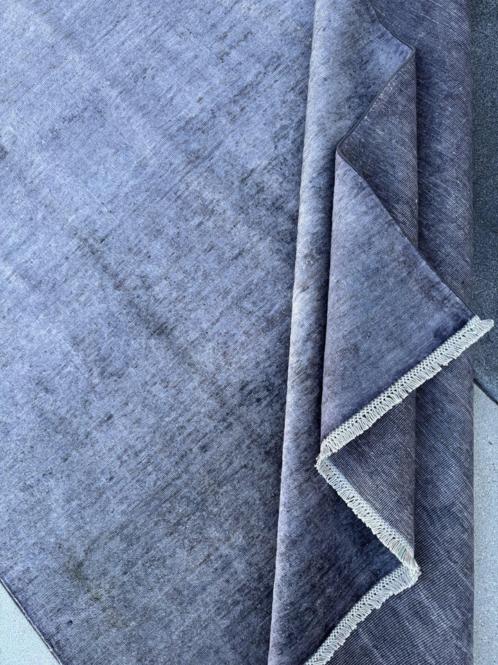 6x9 Handmade Afghan Wool Rug | Solid Slate Grey Modern Area Rug | Minimalist Tonal Texture | Hand-Knotted Contemporary Carpet