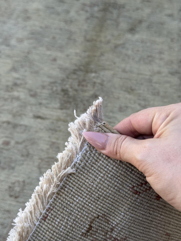 3x10 Handmade Afghan Wool Runner Rug | Muted Beige and Tan Faded Floral Hallway Runner | Soft Neutral Oushak Style | Hand-Knotted Carpet