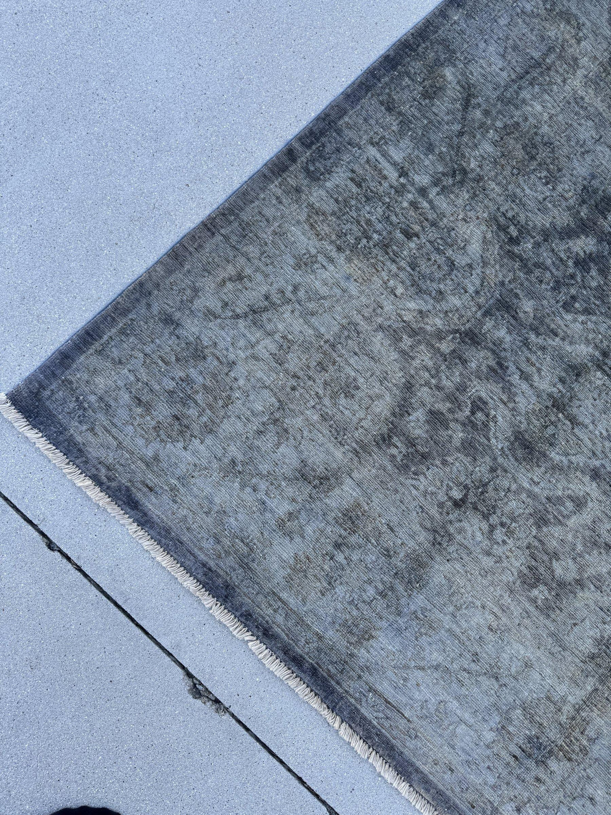6x9 Handmade Afghan Wool Rug | Charcoal Grey Tone-on-Tone Area Rug | Muted Distressed Look | Hand-Knotted Modern Carpet