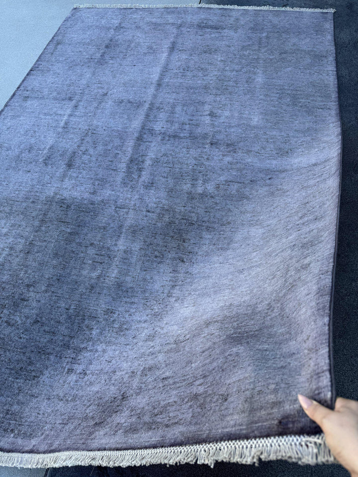 6x9 Handmade Afghan Wool Rug | Solid Slate Grey Modern Area Rug | Minimalist Tonal Texture | Hand-Knotted Contemporary Carpet