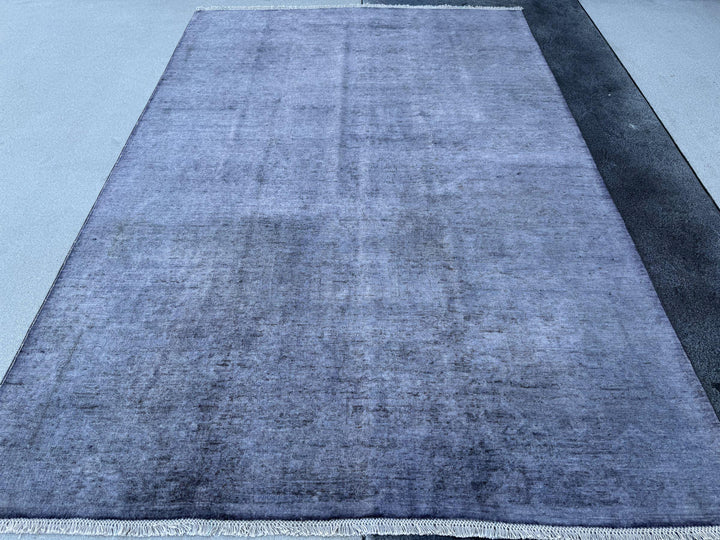 6x9 Handmade Afghan Wool Rug | Solid Slate Grey Modern Area Rug | Minimalist Tonal Texture | Hand-Knotted Contemporary Carpet