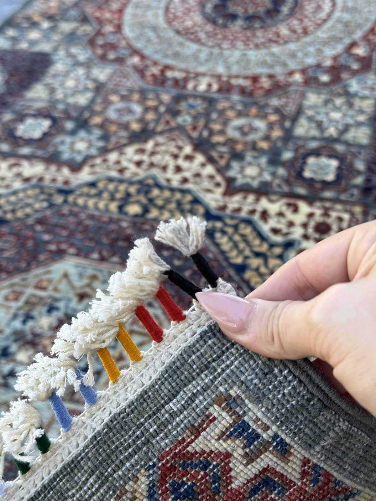 3x9 Handmade Afghan Wool Runner Rug | Sage Grey and Ivory Mamluk Medallion Hallway Runner | Fine Hand-Knotted Carpet