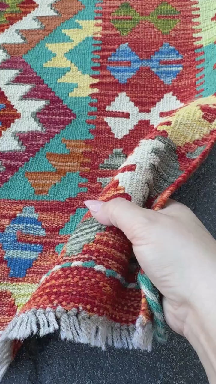 3x5 (91x152) Handmade Afghan Kilim Rug | Rust Red Teal Turquoise Mustard Yellow Ivory White Navy Blue Olive Green Burgundy Purple Charcoal