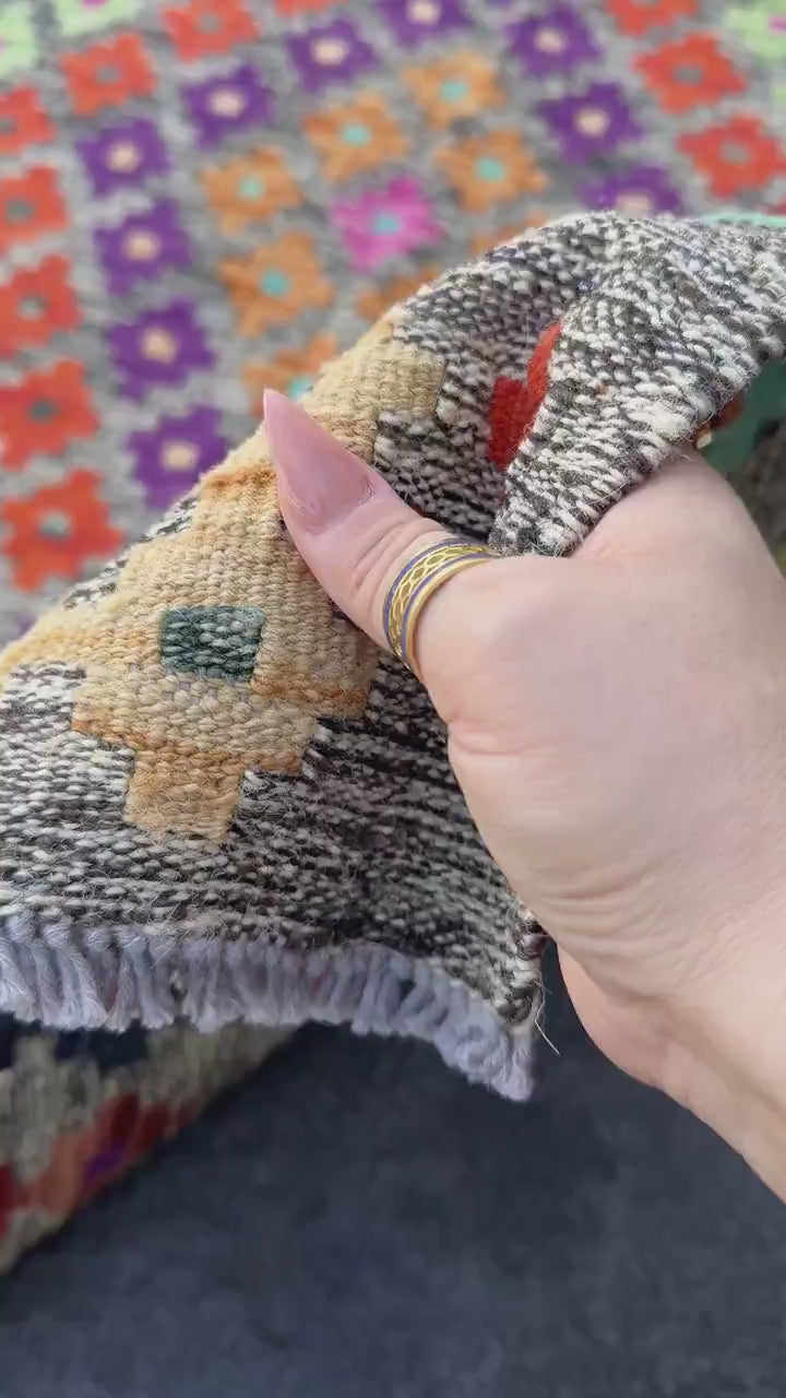 3x5 Handmade Afghan Kilim Runner Rug | Grey Midnight Navy Aqua Blue White Cream Baby Fuchsia Pink Burnt Orange Mint Green Purple Wine Red