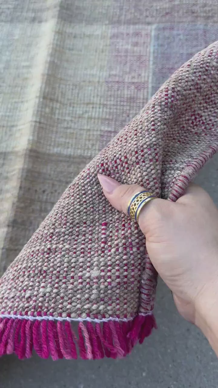 5x8 (152x243) Handmade Afghan Kilim Rug | Beige Tan Sand Brown Denim Royal Teal Powder Blue Pink Fuchsia Yellow Cream Taupe | Wool Flatweave