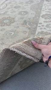 8x10 (245x305) Handmade Afghan Rug | Beige Brown Mauve Sage Green Cream Ivory | Oriental Persian Wool Boho Bohemian Wool Floral Knotted