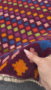 3x10 Handmade Afghan Runner Rug | Maroon Purple Magenta Baby Pink Orange Green Blue Red Green | Tribal Oriental Boho Geometric Persian Wool