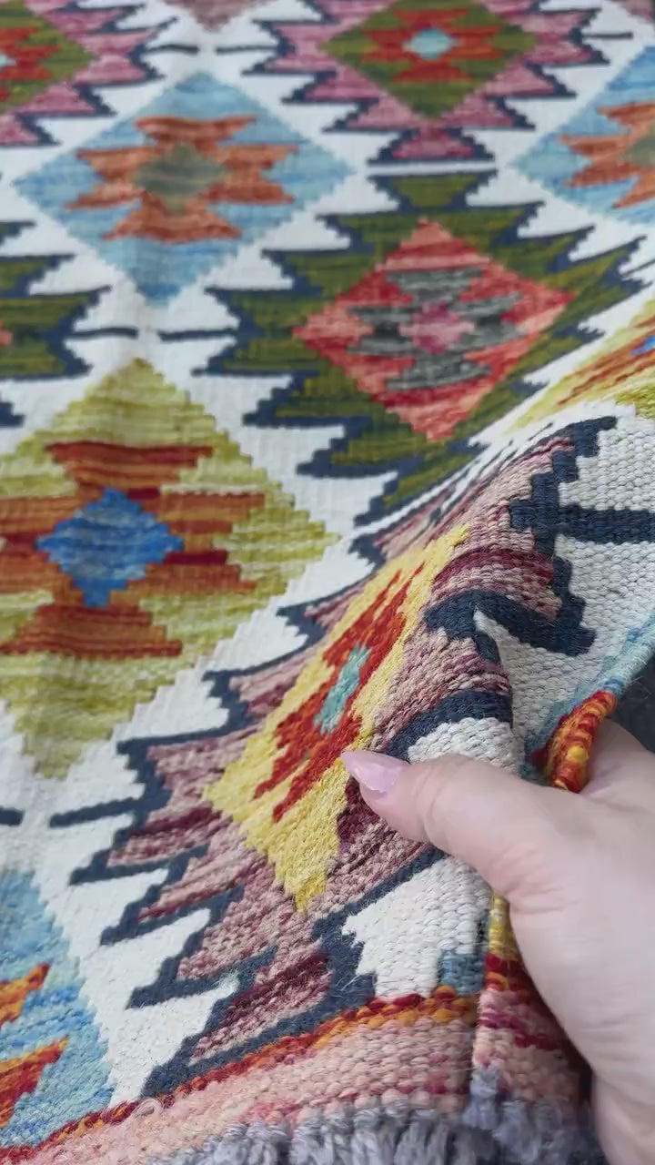 2x5 Handmade Afghan Kilim Runner Rug | Mustard Yellow Burnt Orange Rust Red Olive Green Cream White Teal Aqua Blue Navy Purple Grey | Wool