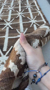 8x10 (244x251) Handmade Afghan Kilim Rug | Chocolate Mocha Coffee Brown Cream White Ivory | Geometric Wool Flatweave