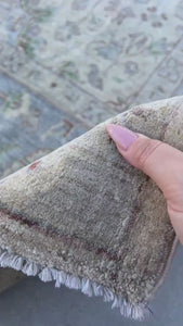 8x10 (245x305) Handmade Afghan Rug | Earth Tones Beige Grey Brown Green | Turkish Oushak Wool Boho Persian Tribal Hand Knotted Oriental