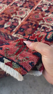 Pre-Order - 9x12 Handmade Afghan Rug | Salmon Pink Ivory Peach Green Navy Blue | Bokhara Turkoman Oriental Turkish Boho Wool Abstract Floral