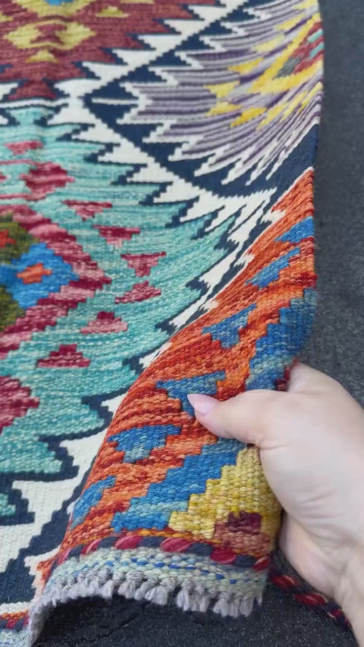2x5 Handmade Afghan Kilim Runner Rug | Teal Charcoal Grey Blood Red Chocolate Olive Moss Green Orange Cream Beige Black Blue | Wool Turkish