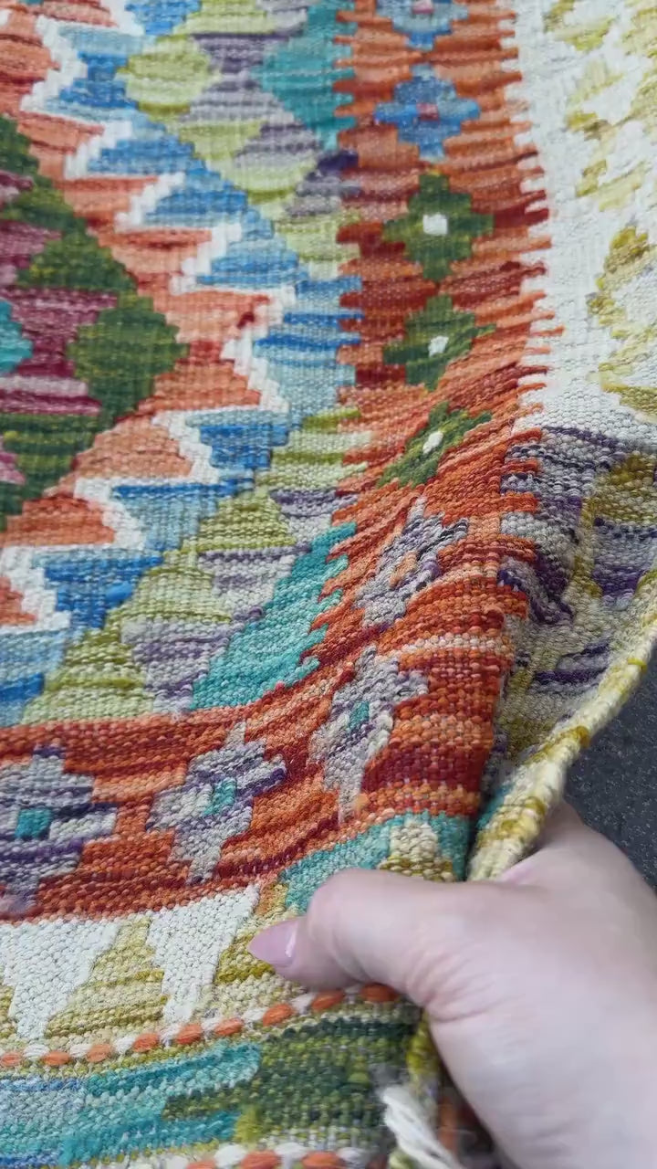 2x5 Handmade Afghan Kilim Runner Rug | Burnt Orange Denim Navy Blue Olive Forest Green Cream White Grey Maroon Teal Aqua Turquiose| Wool