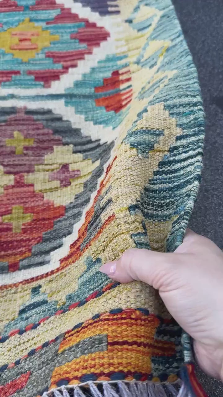 3x4 Handmade Afghan Kilim Rug | Beige Cream Mustard Yellow Rust Red Burnt Orange Olive Green Teal Aqua Blue Navy Purple Grey | Flatwoven