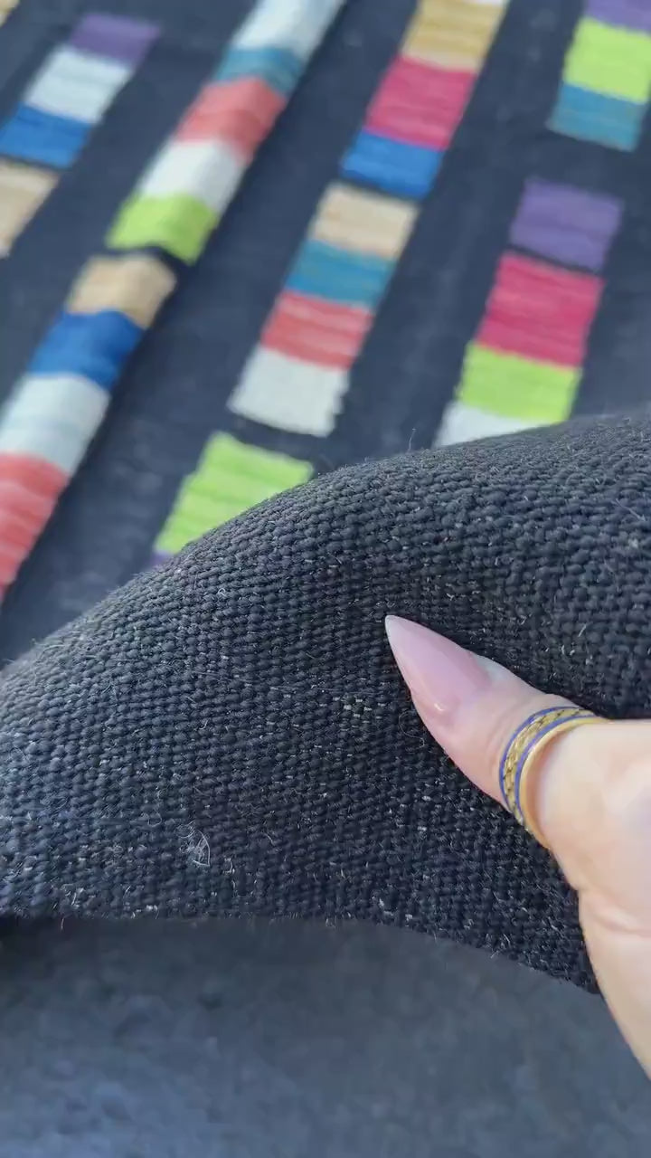 3x5 (91x152) Handmade Afghan Kilim Rug | Black Denim Teal Blue White Cream Peach Burnt Orange Blush Salmon Pink Purple Lime Green Red | Wool