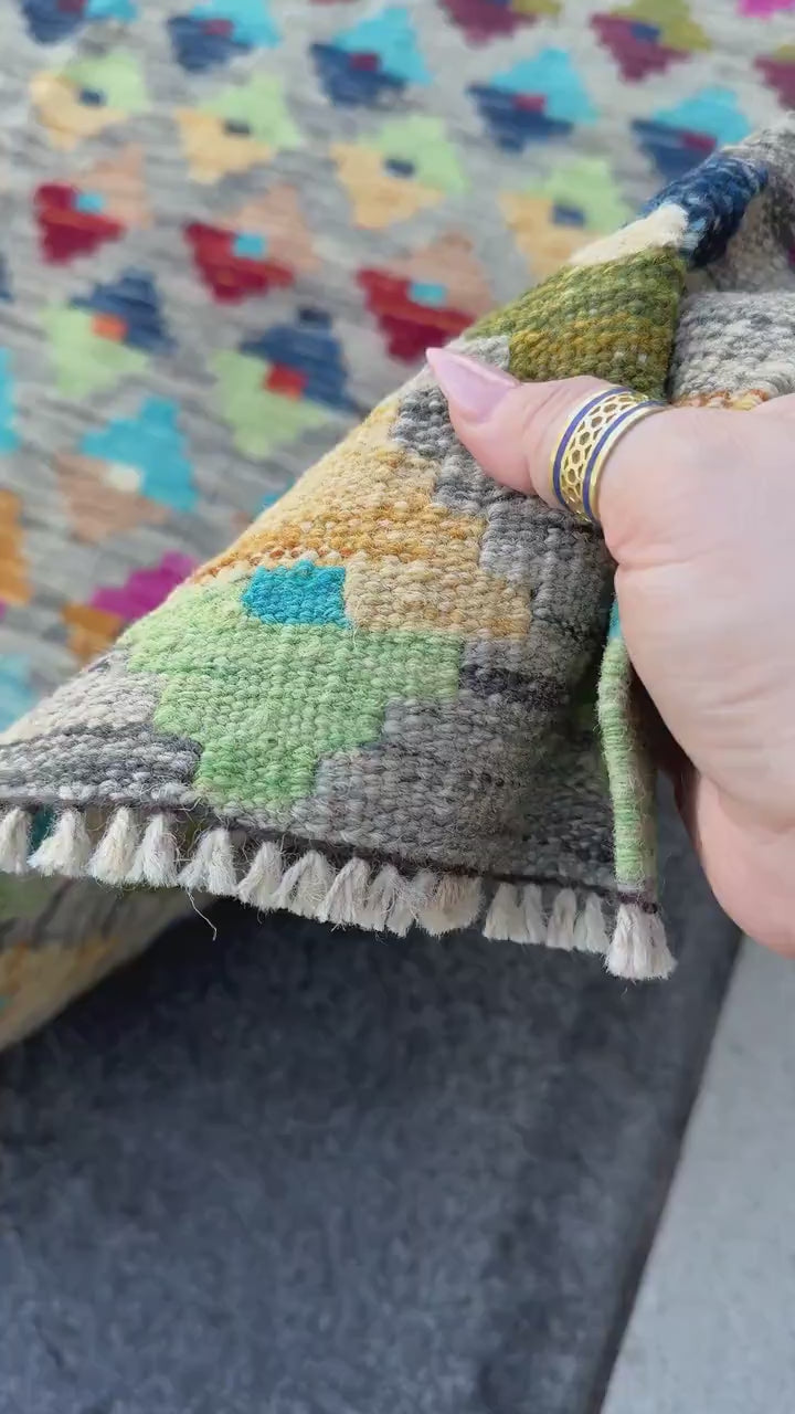 3x5 Handmade Afghan Kilim Rug | Grey Mint Olive Moss Green Navy Denim Aqua Blue Tan Peach Burnt Orange Fuchsia Pink Garnet Wine Red Purple