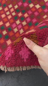 3x10 (90x305) Handmade Vintage Baluch Afghan Runner Rug | Burgundy Maroon Burnt Orange Blush Pink Pine Green Cream Beige Rose Pink Brown
