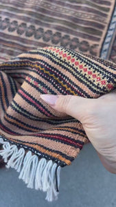 5x7 (150x200) Handmade Vintage Soumak Afghan Rug | Cream Beige Lime Green Orange Brick Red Black Ivory Coral Orange | Hand Knotted Geometric