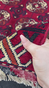 7x11 (210x322) Fair Trade Handmade Afghan Rug | Cherry Red Black Burnt Orange Crimson Red Cream Beige | Hand Knotted Floral Persian Wool