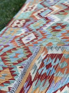 4X5 Afghan Maimana Kilim Rug | Boho Decor | Tribal Decor | Vintage Rug | Decorative Rug | outdoor rug | bright boho rugs
