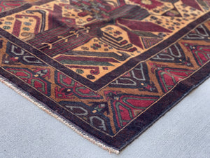 4x6 Handmade Vintage Afghan Rug | Nomadic Baluch | Tribal Rug | Boho Rug