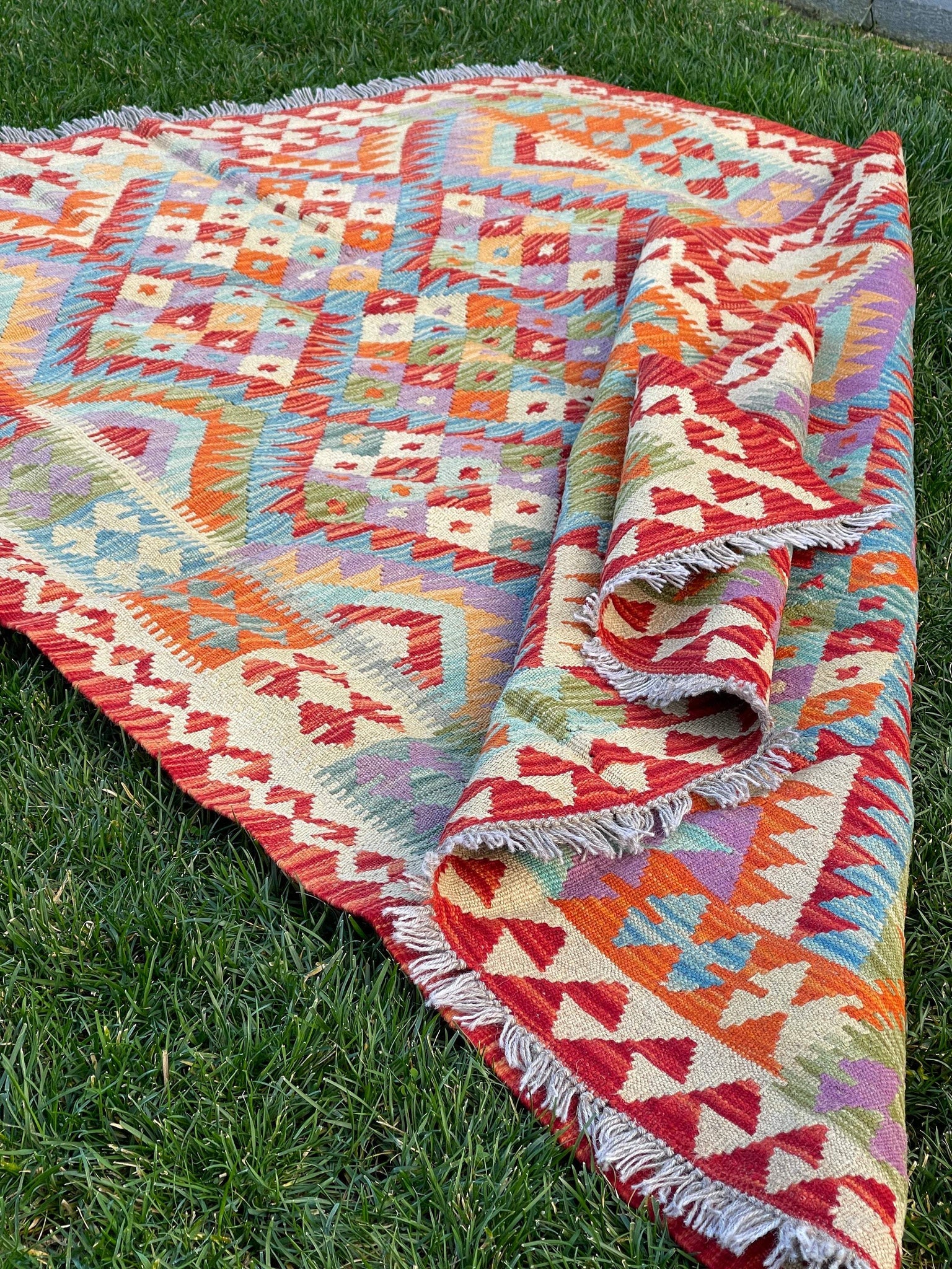 4x6 Afghan kilim rug | Boho decor | Vintage rug | Tribal decor | Decorative rug | Outdoor rug | Neutral boho rug