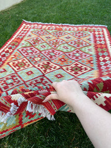 4x7 Afghan kilim rug | Boho decor | Vintage rug | Tribal decor | Decorative rug | Outdoor rug | Neutral boho rug