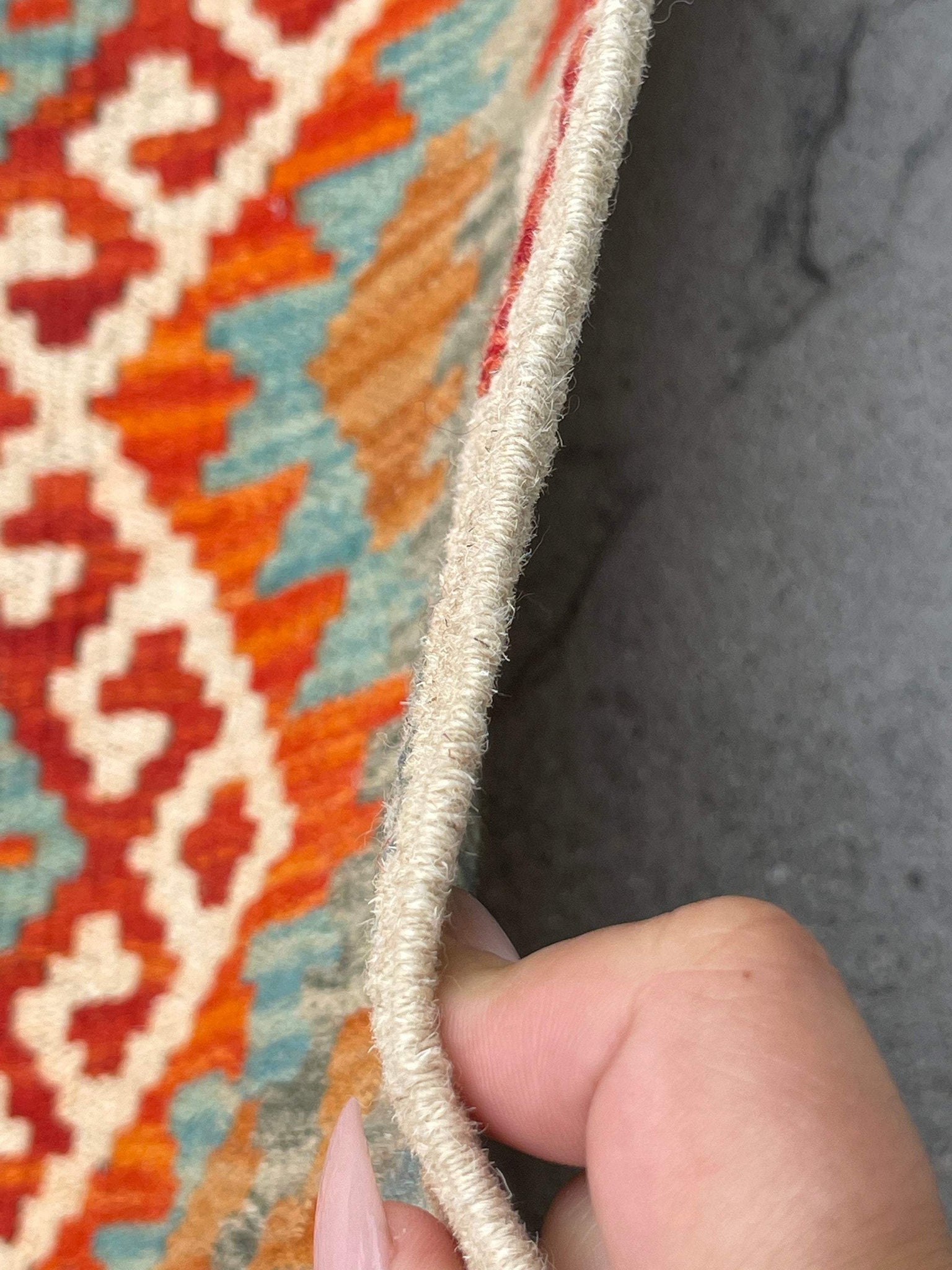 3x4 (100x150) Handmade Kilim Afghan Rug| Green Ivory Turquoise Teal Red Orange| Flat Weave Flatweave Tribal Nomadic Turkish Moroccan Outdoor