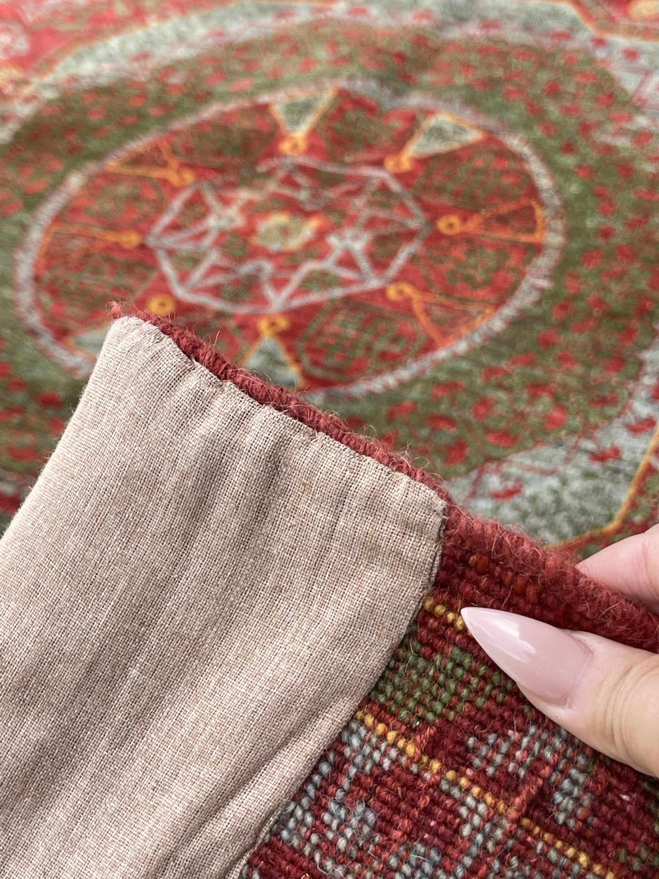 5x7 (150x215) Handmade Vintage Turkish Rug | Red Green Mint | Turkish Oushak Boho Tribal Persian Oriental Bohemian Hand Knotted