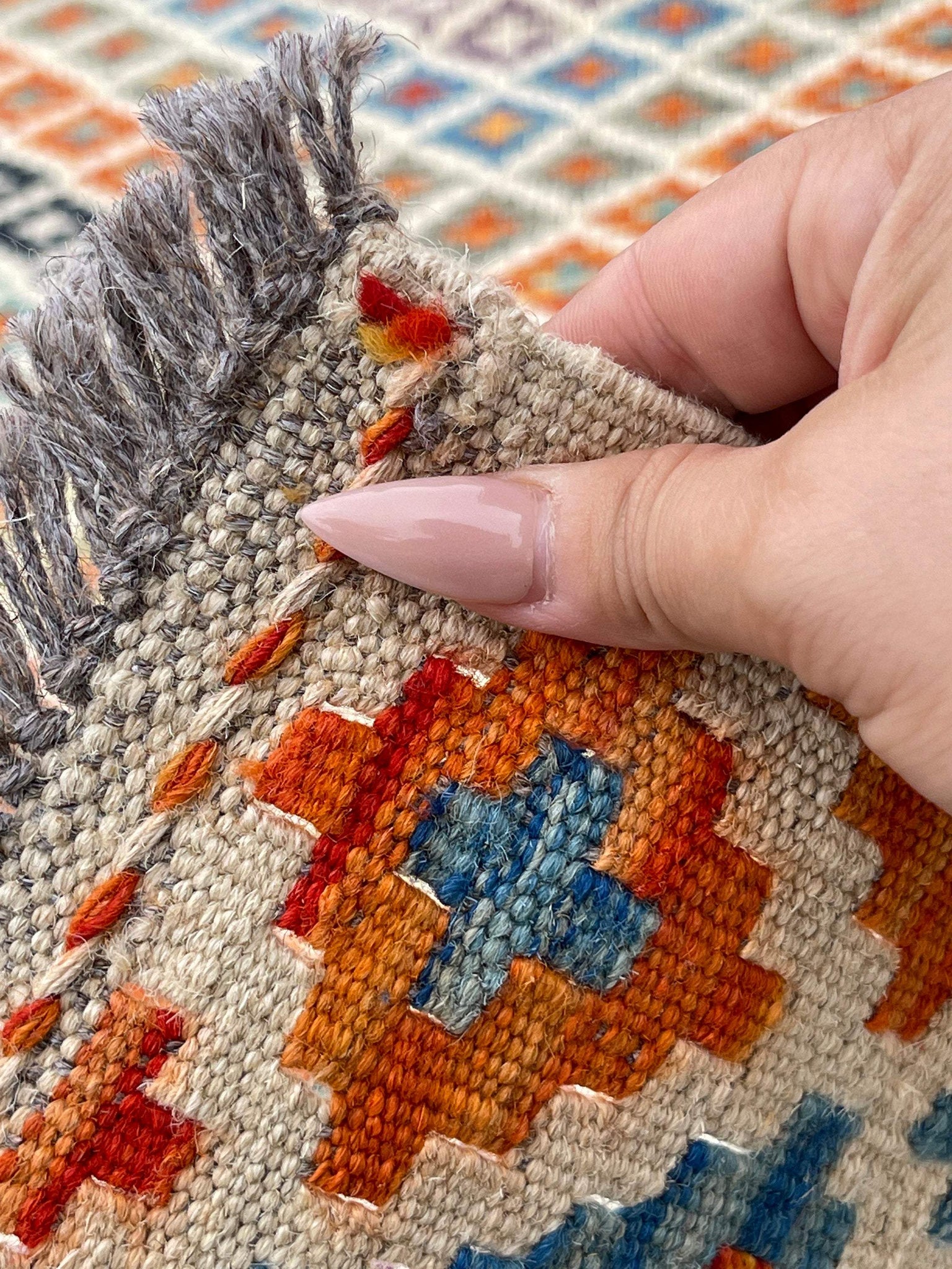 3x13 (90x395) Handmade Afghan Kilim Rug Runner | Ivory Cream Orange Blue Green Purple | Flatweave Flat Weave Tribal Oriental Boho Wool