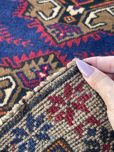 3x5 (90x150) Handmade Afghan Kilim Rug | Navy Blue Gold Orange  Black | Flatweave Boho Tribal Turkish Moroccan Oriental Wool Outdoor