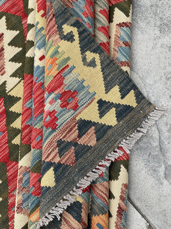 7x10 (215x305) Handmade Afghan Kilim Flatweave Rug