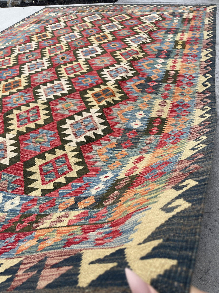 7x10 (215x305) Handmade Afghan Kilim Flatweave Rug