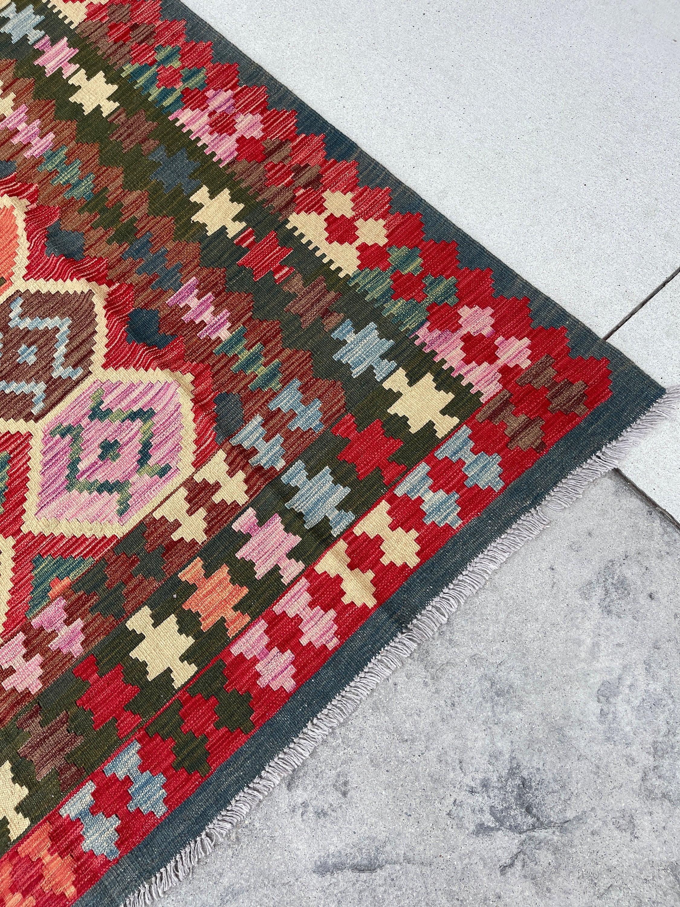 7x10 (215x305) Handmade Afghan Kilim Flatweave Rug 