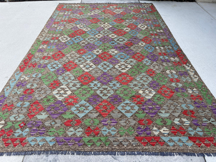 7x10 (215x305) Handmade Afghan Kilim Rug 