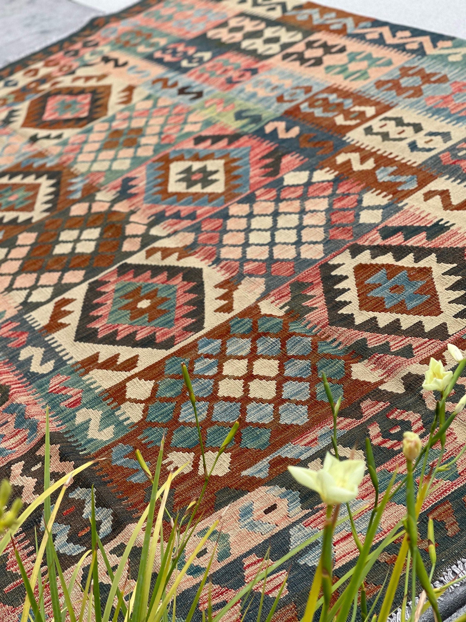 7x10 (215x305) Handmade Afghan Kilim Flatweave Rug