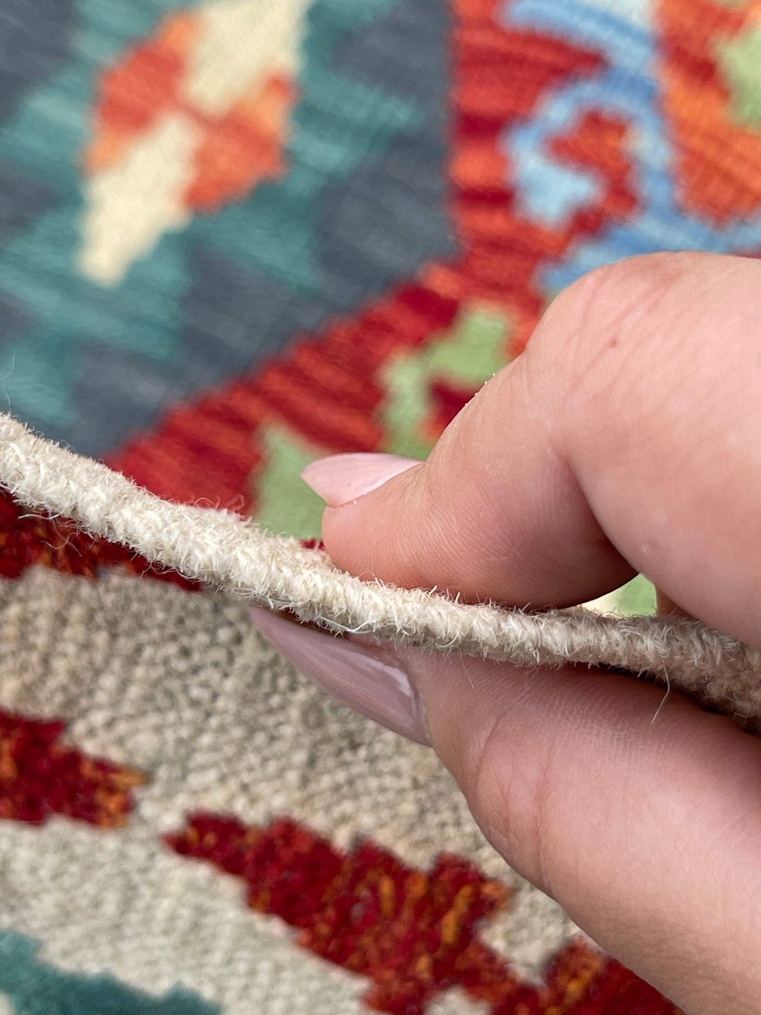 7x10 (215x305) Handmade Afghan Kilim Flatweave Rug | Ivory Green Sage Orange Blue | Boho Tribal Moroccan Outdoor Wool Knotted Woven