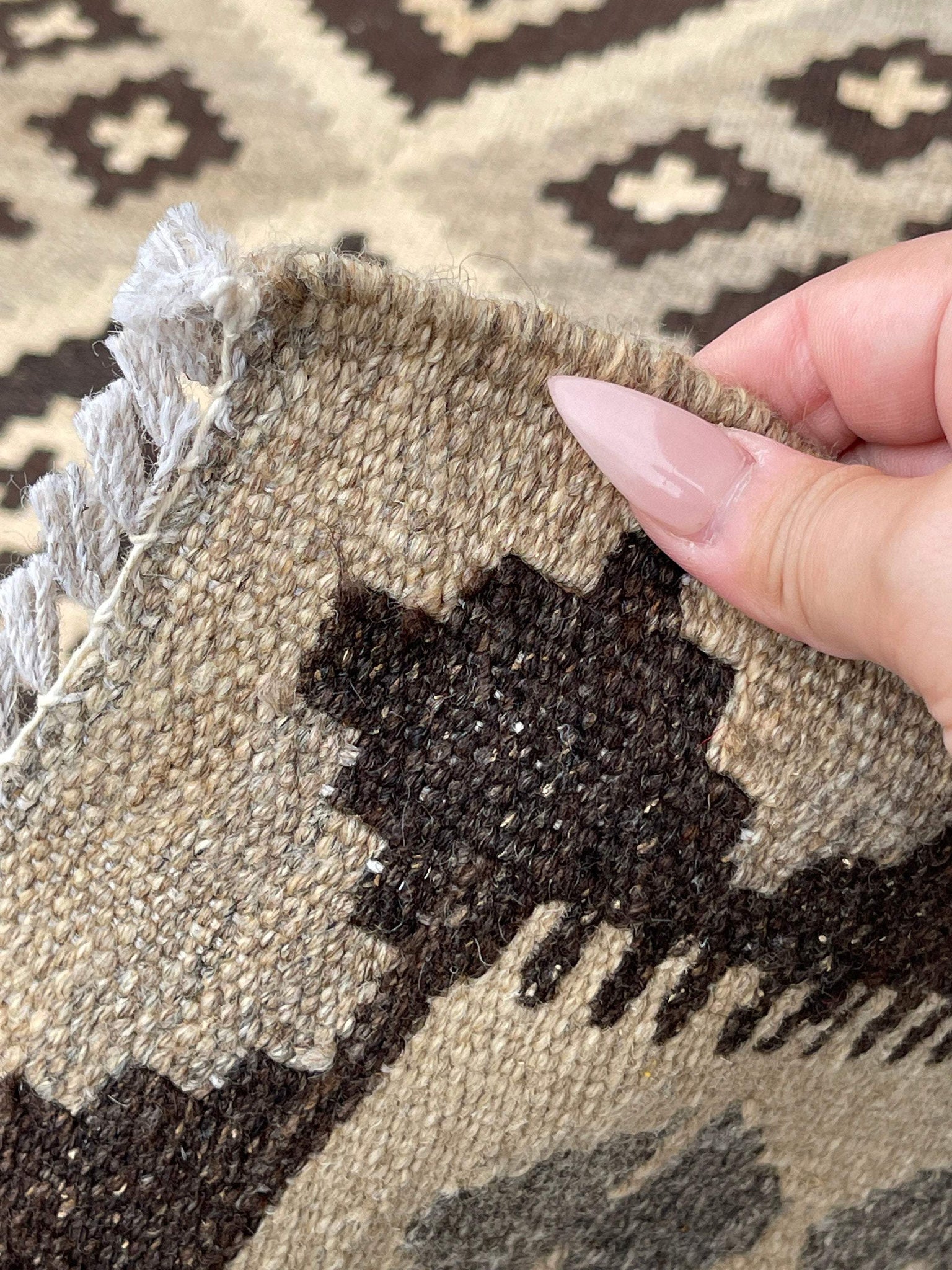 3x5 (120x150) Handmade Afghan Kilim Runner Rug | Ivory Coffee Brown | Flatweave Flat Weave Tribal Turkish Oushak Moroccan Oriental Wool
