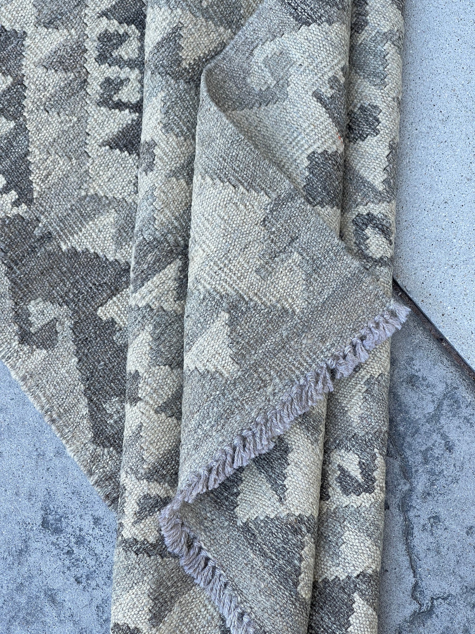 3x8 (90x245) Handmade Afghan Kilim Runner Rug | Light Grey Gray Beige | Flatweave Flat Weave Tribal Turkish Moroccan Oriental Wool