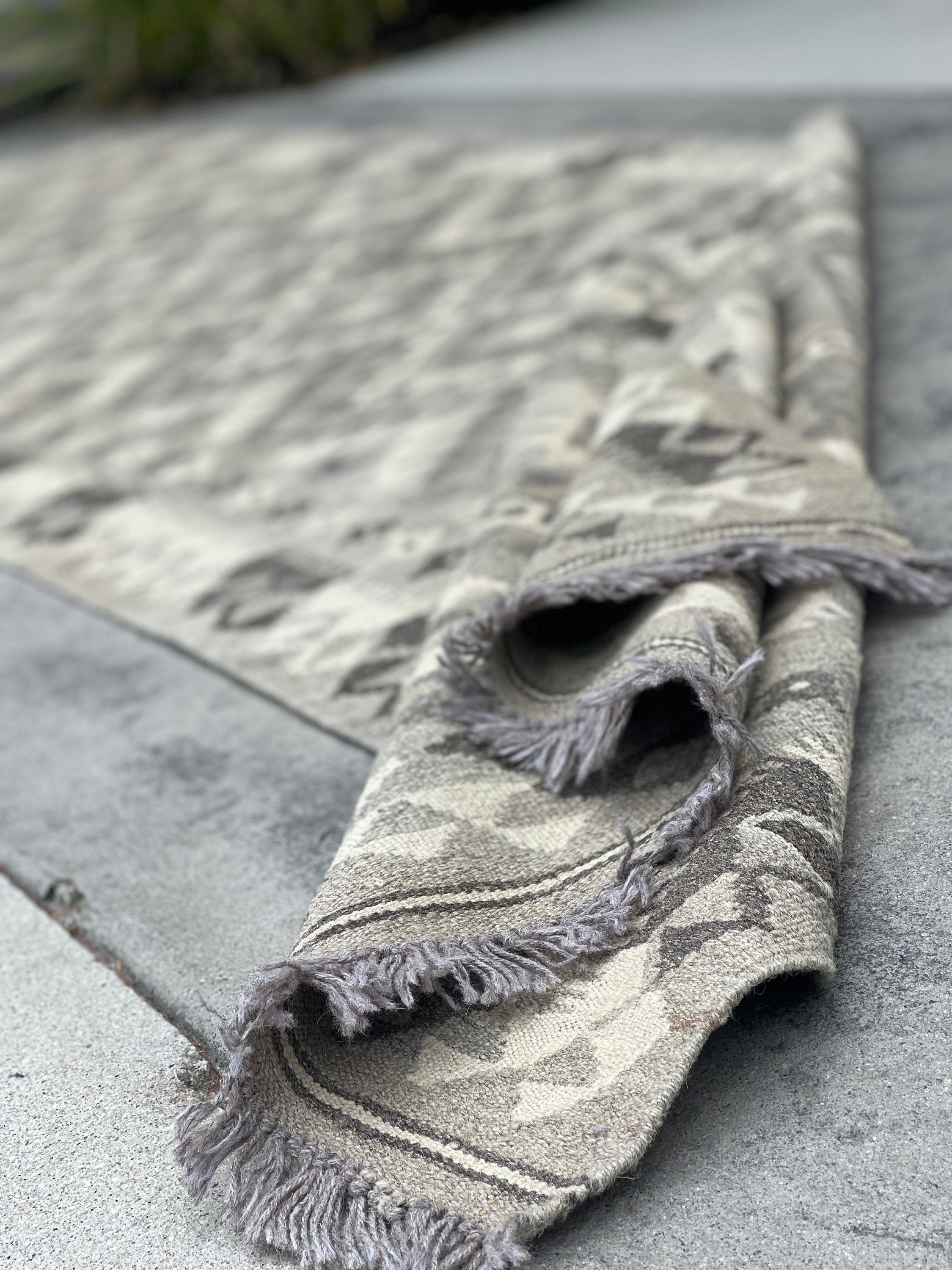 3x11 (90x335) Handmade Afghan Kilim Runner Rug | Light Grey Gray Ivory Cream | Flatweave Flat Weave Tribal Turkish Moroccan Oriental Wool
