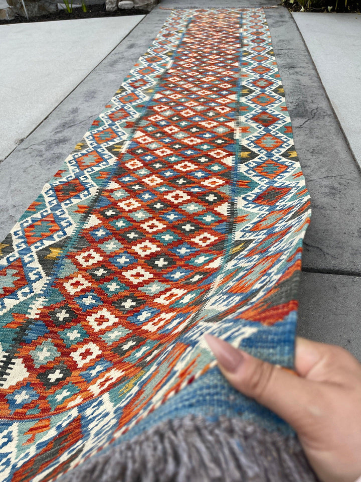 3x13 (90x395) Handmade Afghan Kilim Rug Runner 